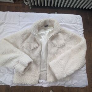Women's White Sherpa Jacket